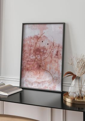 An unframed print of distressed wall abstract face two graphical in pink and black accent colour
