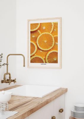 An unframed print of beautiful breakfast citrust two graphical photograph in orange and white accent colour