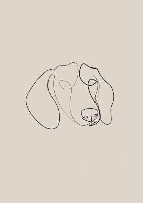 An unframed print of dog lover illustration two graphical in beige and black accent colour