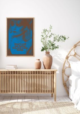 An unframed print of scarface lofi quote photograph in blue and black accent colour
