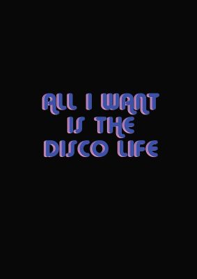 An unframed print of disco life retro retro in typography in black and blue accent colour