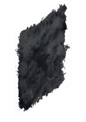 An unframed print of abstract painted shape black white graphical in grey and white accent colour
