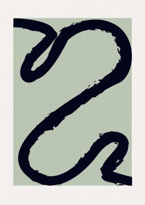 An unframed print of abstract paint swirl graphical in green and black accent colour