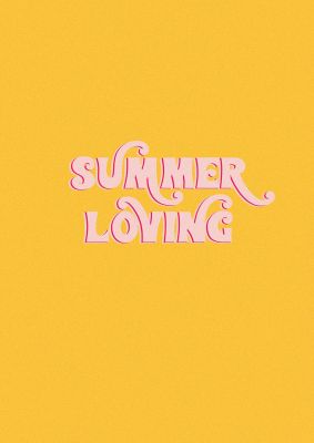 An unframed print of summer loving lyric grease quote in typography in orange and pink accent colour