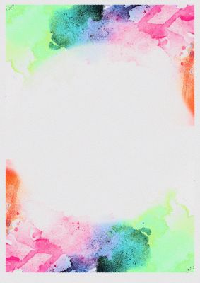 An unframed print of watercolour disc one graphical illustration in grey and multicolour accent colour