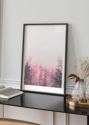 An unframed print of pink snow tree botanical illustration in pink and white accent colour