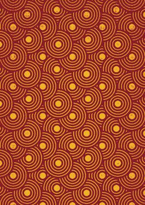 An unframed print of round tesselation yellow red pattern abstract in orange and yellow accent colour