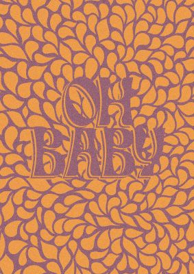 An unframed print of oh baby coral pattern pattern in typography in orange