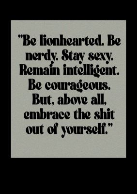 An unframed print of inspirational lionheart grey halftone quote in typography in grey and black accent colour