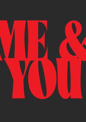 An unframed print of red me you red graphical illustration in red and black accent colour
