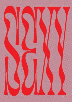 An unframed print of sexy red pink graphical illustration in pink and red accent colour
