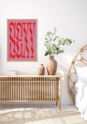 An unframed print of sexy red pink graphical illustration in pink and red accent colour
