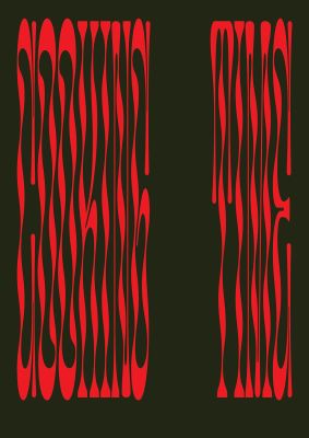 An unframed print of cooking time abstract wonky graphical in red and black accent colour