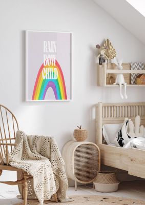 An unframed print of rainbow child graphical illustration in multicolour and rainbow accent colour