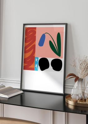 An unframed print of colour flower collage mix match retro abstract in multicolour and white accent colour
