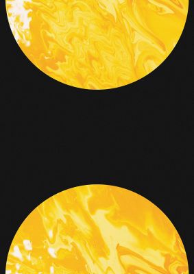 An unframed print of yellow double disc four graphical photograph in black and yellow accent colour