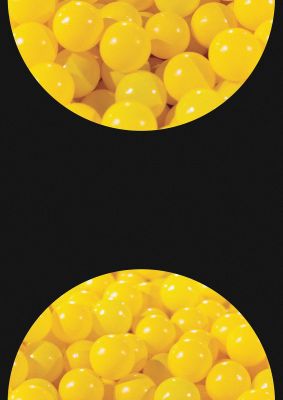 An unframed print of yellow double disc five graphical photograph in black and yellow accent colour