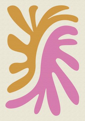 An unframed print of textured pink yellow coral series two graphical abstract in multicolour and beige accent colour