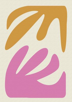 An unframed print of textured pink yellow coral series four graphical abstract in multicolour and beige accent colour