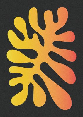 An unframed print of abstract orange coral one graphical in orange and black accent colour