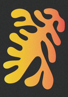 An unframed print of abstract orange coral two graphical in orange and black accent colour