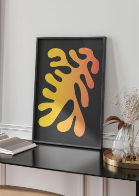 An unframed print of abstract orange coral two graphical in orange and black accent colour