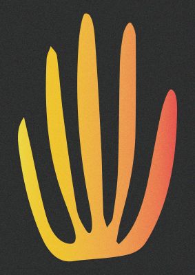An unframed print of abstract orange coral four graphical in orange and black accent colour