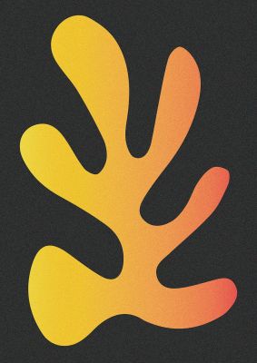 An unframed print of abstract orange coral five graphical in orange and black accent colour