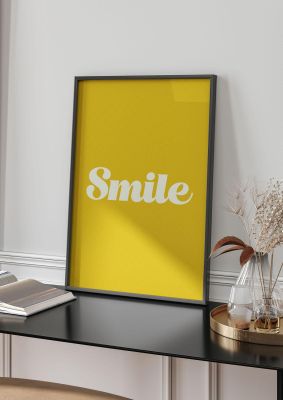 An unframed print of smile script graphical geometric in orange and white accent colour