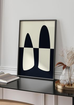 An unframed print of abstract split shape monochrome one monochrome in monochrome