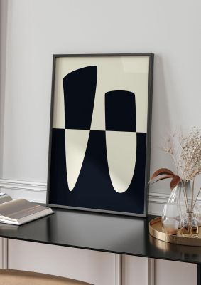 An unframed print of abstract split shape monochrome two monochrome in monochrome