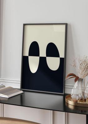 An unframed print of abstract split shape monochrome three monochrome in monochrome