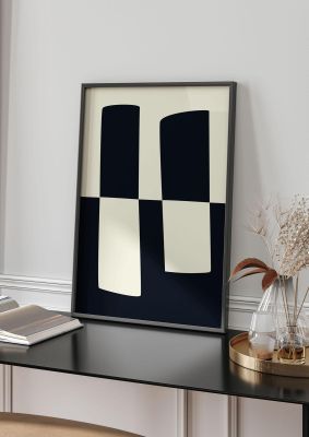 An unframed print of abstract split shape monochrome four monochrome in monochrome