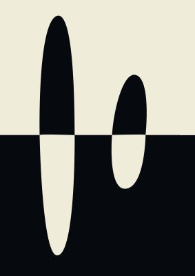An unframed print of abstract split shape monochrome five monochrome in monochrome