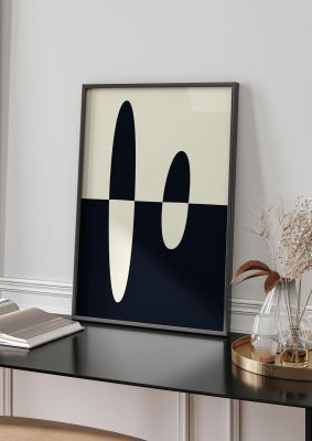 An unframed print of abstract split shape monochrome five monochrome in monochrome