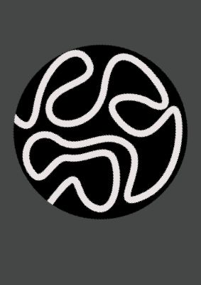 An unframed print of abstract line disc black grey graphical in black and grey accent colour