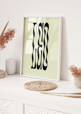An unframed print of star sign leo graphical illustration in green and black accent colour