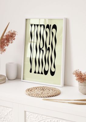 An unframed print of star sign virgo graphical illustration in green and black accent colour