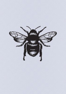 An unframed print of bee illustration in grey and black accent colour