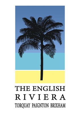 An unframed print of english riviera torquay paignton brixham travel illustration in multicolour and white accent colour