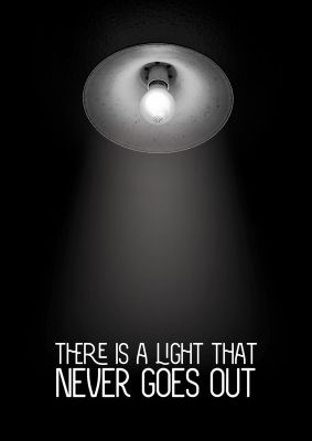An unframed print of there is a light that never goes out music graphic in black and white accent colour