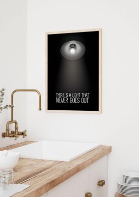 An unframed print of there is a light that never goes out music graphic in black and white accent colour