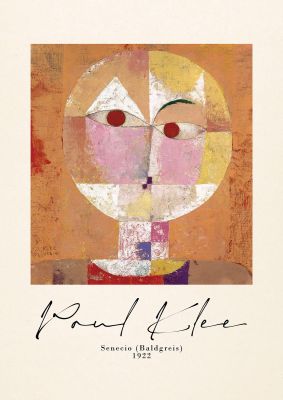 An unframed print of paul klee senecio baldgreis 1922 a famous paintings illustration in multicolour and beige accent colour