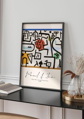 An unframed print of paul klee rich port a travel picture 1938 a famous paintings illustration in multicolour and beige accent colour