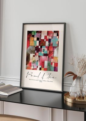 An unframed print of paul klee red green and violetâ€“yellow rhythms 1920 a famous paintings illustration in multicolour and beige accent colour
