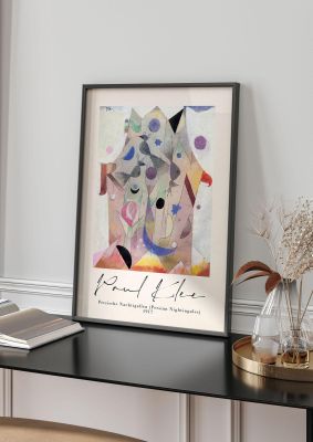 An unframed print of paul klee persische nachtigallen persian nightingales 1917 a famous paintings illustration in multicolour and beige colour