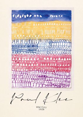 An unframed print of paul klee old city 1928 a famous paintings illustration in multicolour and beige accent colour