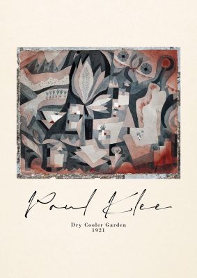 An unframed print of paul klee dry cooler garden 1921 a famous paintings illustration in beige and multicolour accent colour