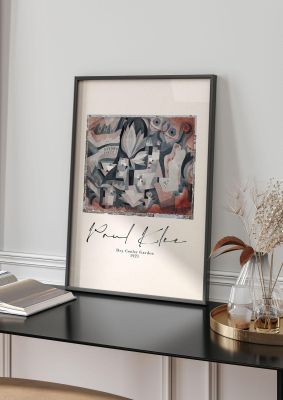 An unframed print of paul klee dry cooler garden 1921 a famous paintings illustration in beige and multicolour accent colour