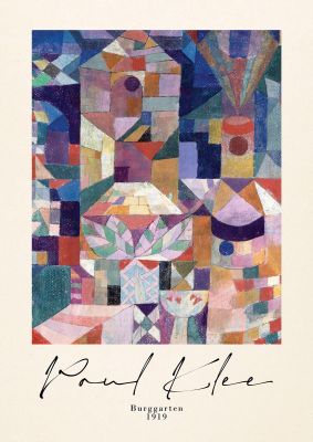 An unframed print of paul klee burggarten 1919 a famous paintings illustration in multicolour and beige accent colour
